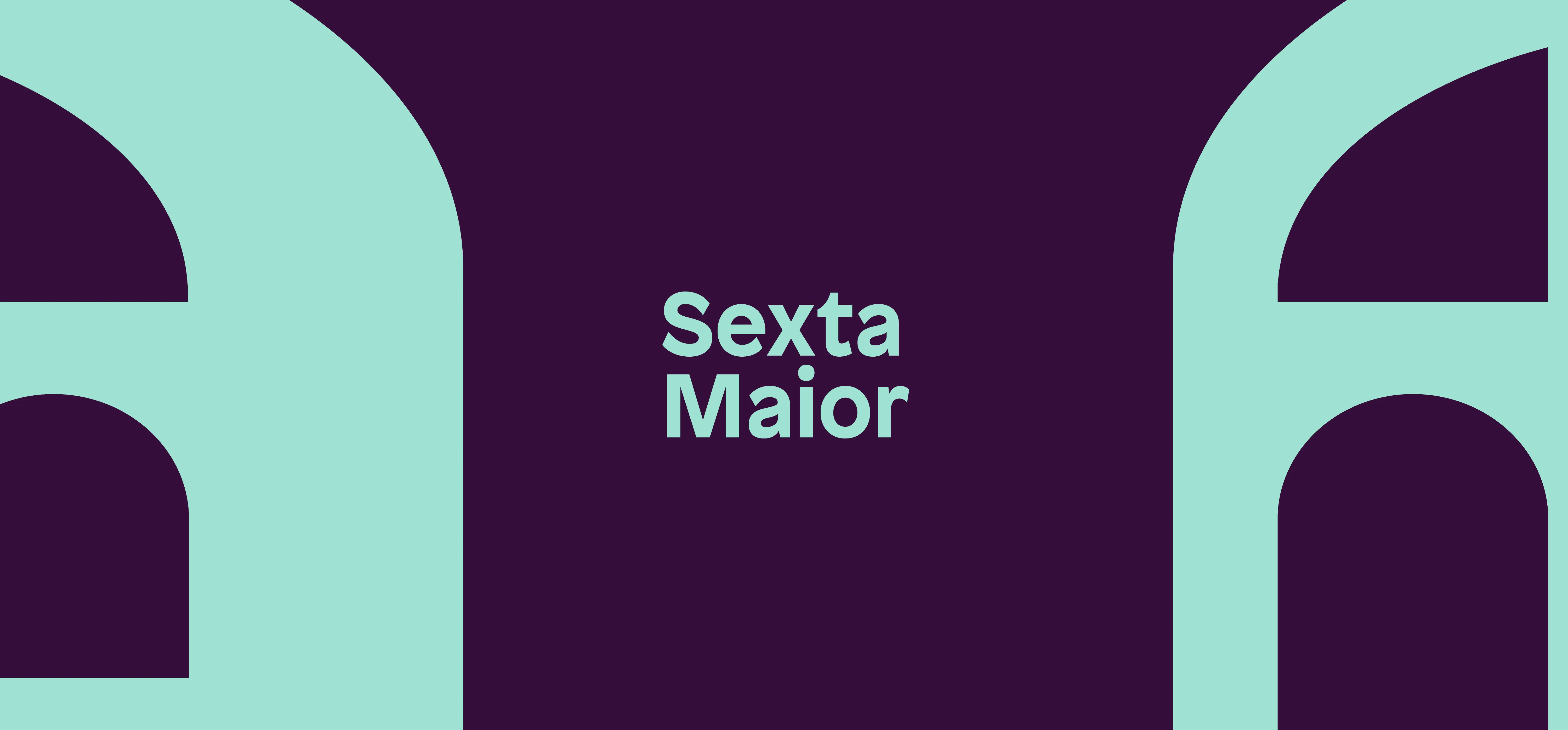 Imagem com fundo sólido em roxo escuro, com elementos gráficos e o título "Sexta maior" em verde menta.