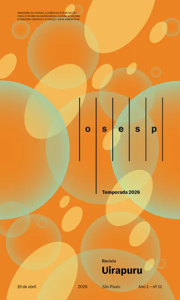 Capa da Revista Uirapuru Ano 1 — nº 11, com elementos gráficos arredondados na cor amarelo e verde aplicados sobre um fundo laranja. O logo da Osesp se sobressai.