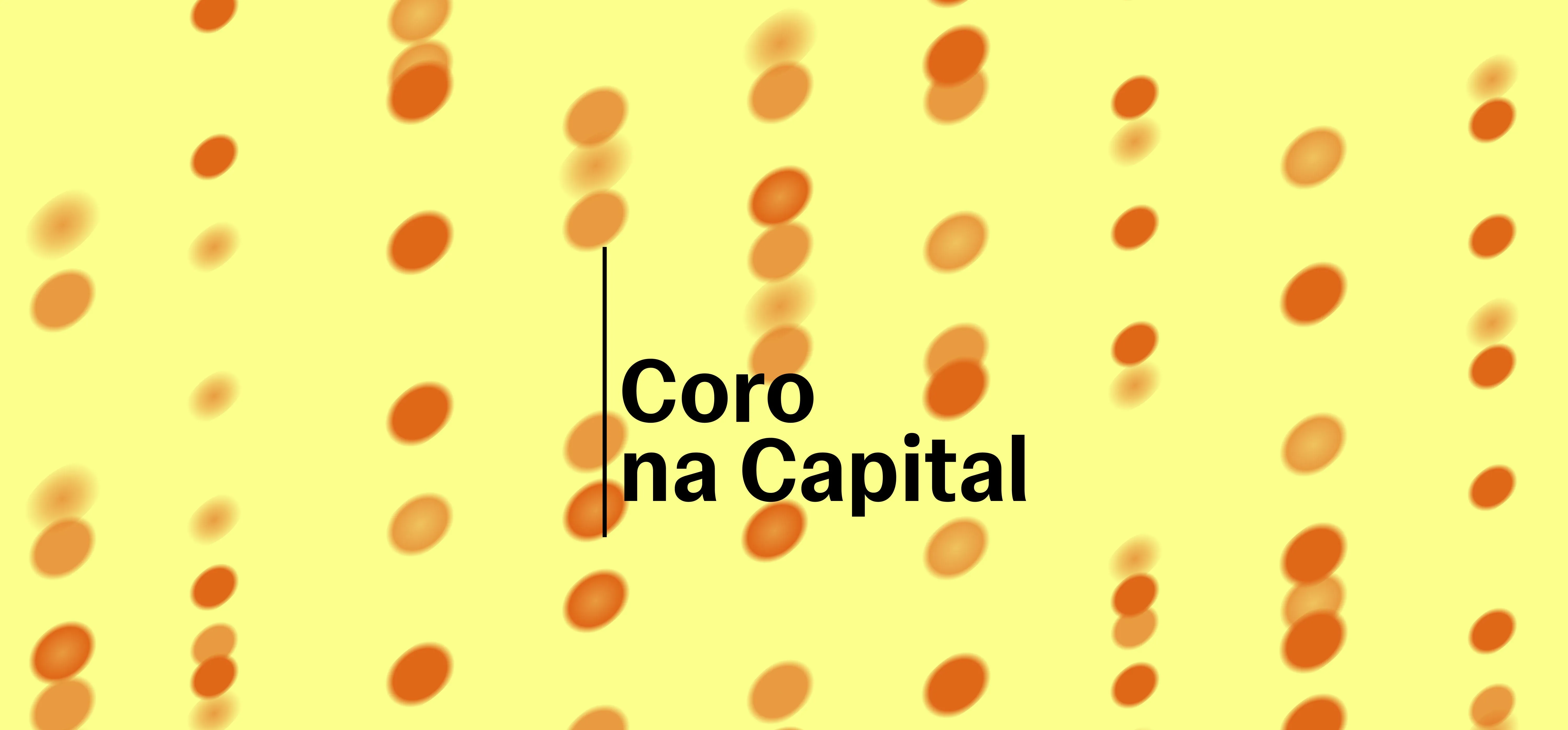 imagem amarelo clara, com bolas vermelhas espalhadas por todo o fundo. centralizado está escrito coro na capital em letras pretas.
